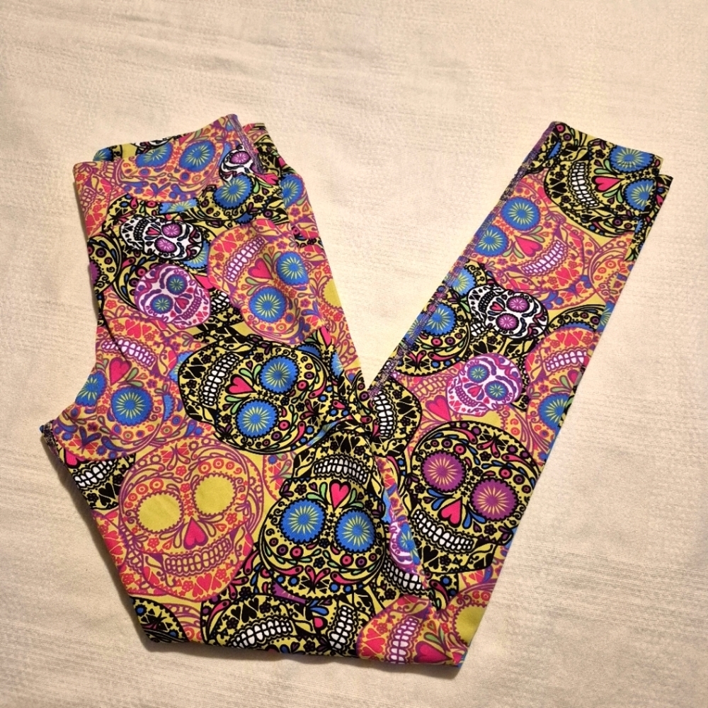 Dona Jo Esqueleto Sugar Skull Day of the Dead Capri Leggings size 1 (0-6) EUC